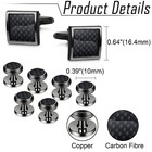 8pcs Men s Carbon Fiber Tuxedo Cufflinks Wedding Party Business Shirt Studs Set