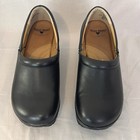 Nurse Mates Bryar Leather Slip On Clog Slip Resistant Shoes Women Sz 9 5w Black