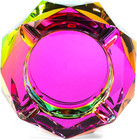 Glass Ash Tray - 5-inch Square - Rainbow Vintage - Thick Crystal Ashtray With   
