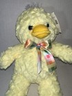 Dan Dee Collectors Choice Plush Yellow Fluffy Duck Chick With Multicolor Bow