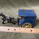 Rare Vintage Tin Horse Drawn Milk Delivery Wagon - Cast Horse - Tin Cart - 6    