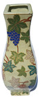 Mcm Japanese Satsuma Pottery Vase Intentional Cracked Glaze Gold Gilt Grapevine