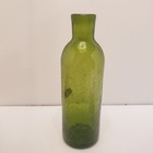 Rainbow 9 5  Green Crackle Glass Bottle Decorative Vintage Mcm Original Label