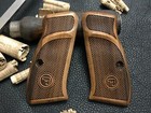 Cz 75  Cz 75 D Compact  Cz P-01 Walnut Wood Grips With Thumb Rest  Checkered 