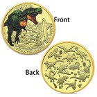 12pcs box Jurassic Period Dinosaur Commemorative Gold Plated Challenge Coins