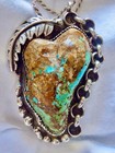 Vintage Hand Made Royston Turquoise Sterling Silver Large 2 5  Navajo Pendant