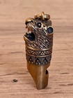 Antique Victorian Brass Or Bronze Fob Whistle With Leopard Head Finial