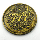 Lucky 777 Golden Eye Coin Token Medal - Good Luck Prosperity Charm 40mm