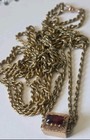 Vintage 9k Gold Double Rope Chain Slide Pendant Necklace 18  24 76g Red Stone