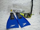 Speedo Short Swim Fins And Full-face Snorkel Mask With Dry-top Snorkel Orig  Bag