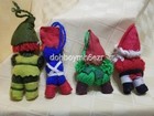 Hallmark 1970s Yarn Felt Elf Soldier Santa Drummer Christmas Ornament Lot Of 4