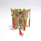 Vintage Miniature Chinese Palace Lantern Ornament Gold Orange Tassels 3 
