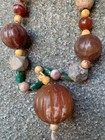 Tibetan Old Agate Dzi Beads Necklaces W large Red Old Agate Dzi Bead Pendant