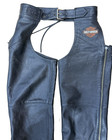 Harley-davidson Black Genuine Leather Motorcycle Chaps Size M Biker Riding Gear