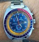 1970s Sorna Chrono    pogue    Mens Chronograph Day date Blue Dial Tachymeter 42mm