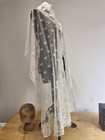 Antique Lace Mantilla Shawl Veil White Cotton Floral Vintage