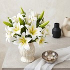 6 Bundles Lily Artificial Flowers Bouquet 13 7  Long Stems 18 Silk Flowers Heads
