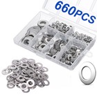 660 Pieces Of 304 Stainless Steel Washers Flat Washer Assortment Set Kit 6 Sizes