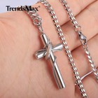 Silver Stainless Steel Jesus Christ Vine Cross Pendant Necklace Men Women Chain