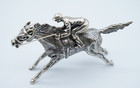 Vintage Silver Race Horse With Rider Figurine 134 Grams - F041