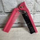 Vintage Goody Brush   Comb Folding Combo Nylon Bristles Pink Handle Purse Travel