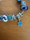 Bible Symbols Bracelet Star Of David Charms  Beads Silver Tone Blue 8   