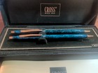 Vintage Cross Century  Marbled Teal Ballpoint Pen   Pencil Set With Case Rare