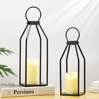 Perfique Modern Farmhouse Lantern Decor  15  13  Set Of 2 Black Metal Lanterns