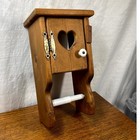 Vtg Rustic Wood Heart Wall Mount Toilet Paper Holder Cabinet Storage  read