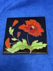 Vintage Besheer Red Flower Art Tile Wall Hanging Trivet 6x6