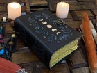 Large Grimoire Leather Journal Notebook Moon Phases Blank Spell Book Gift Diary