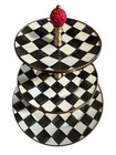 Mackenzie-childs Black Courtly Check Three-tier Sweet Stand Open Box New