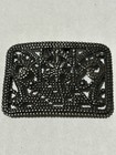 Vintage Pair Of Silver Tone   Black Rectangle Floral Cut Out Design Shoe Clips
