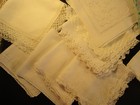 Vtg 35 Hankerchiefs Wh  Victorian-tatting Lace-geos Clean
