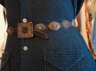 Vintage Navajo Sterling Concho Belt - Repouss   Buckle Rrl Western Ladies
