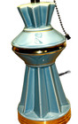 Mid-century Modern Lamp Vintage Turquoise Gold Accordion Table Lamp 2 Available