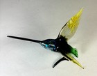 Hand Blown Glass Animal Bird Hummingbird Figurine Ornament Yellow Blue Art 4 8 