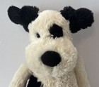 Jellycat Medium Bashful Black Cream Puppy Dog 12  Plush Stuffed Animal Authentic