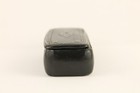 Antique Victorian Black Lacquered Papier Mache Snuff Box With Gun Metal Inlay