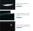 3 Drawer Letter Width Vertical File Cabinet Wth Pencil Drawer  Secure Lock Black
