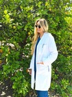 Women s Medgear 3-pocket Long Sleeve 39  Notched White Lab Coat Nwt 307