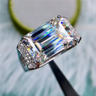 5 28ctw Emerald Cut Real Moissanite Men s Engagement Ring 14k White Gold Plated