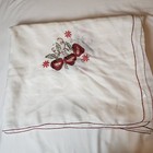 Embroidered Strawberry Tablecloth Red Trim Polyester 85  X 68  Farmhouse Country
