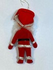 Red Felt Santa Claus Ornament Figure Yarn Vintage Old Christmas Tree Holiday 4 