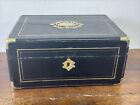 Antique French Jewelry Box  Sewing Compartments Inlaid Ebonized Boulle 1800s