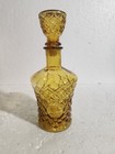 Amber Glass Decanter W  Stopper  4 Shot Glasses Cordial Set By Royal Sealy 1960s