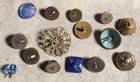 15 Antique Button Group  Luster Glass Glass In Metal  Enamels Antique Buttons