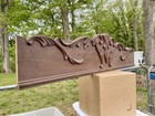 Carved 52 x12  Antique Oak Pediment Wooden Crown Crest Topper Original Surface