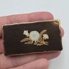Vintage Stratton England Lipstick Holder Gold Tone Floral Design Flip Up Mirror 