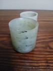 2 Chinese Apple Green And Spinach Nephrite Jade  Hand Carved Tea Or Saki Cups